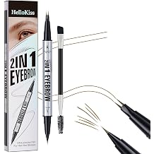 Eye Brow Pencils for Women Brown,2-in-1 Dual-Ended Eye Brow Pencil with 2-Fork-Tip and Precise Brush-Tip, Microblading Eyebrow Pen for Waterproof Long Lasting Natural Hair-Like BrowsLight Brown