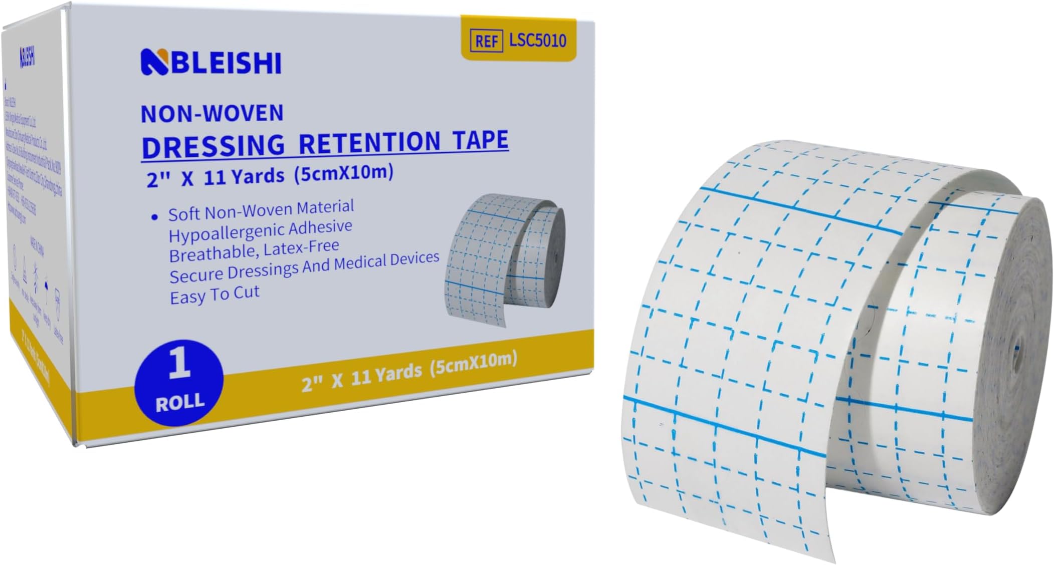 Non-Woven Dressing Retention Tape,2InchesX11Yards,Gentle Adhesive Bandage, Hypoallergenic and Breathable,Medical Grade Wound Dressing Tape Sensitive Skin for Wound Care(Pack of 1Roll)