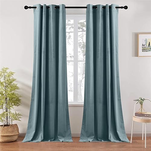 Miniatura 24 de RYB HOME Juego de 2 paneles de cortinas de terciopelo malva, cortinas y cortinas para oscurecer la habitación, con aislamiento térmico, decoración