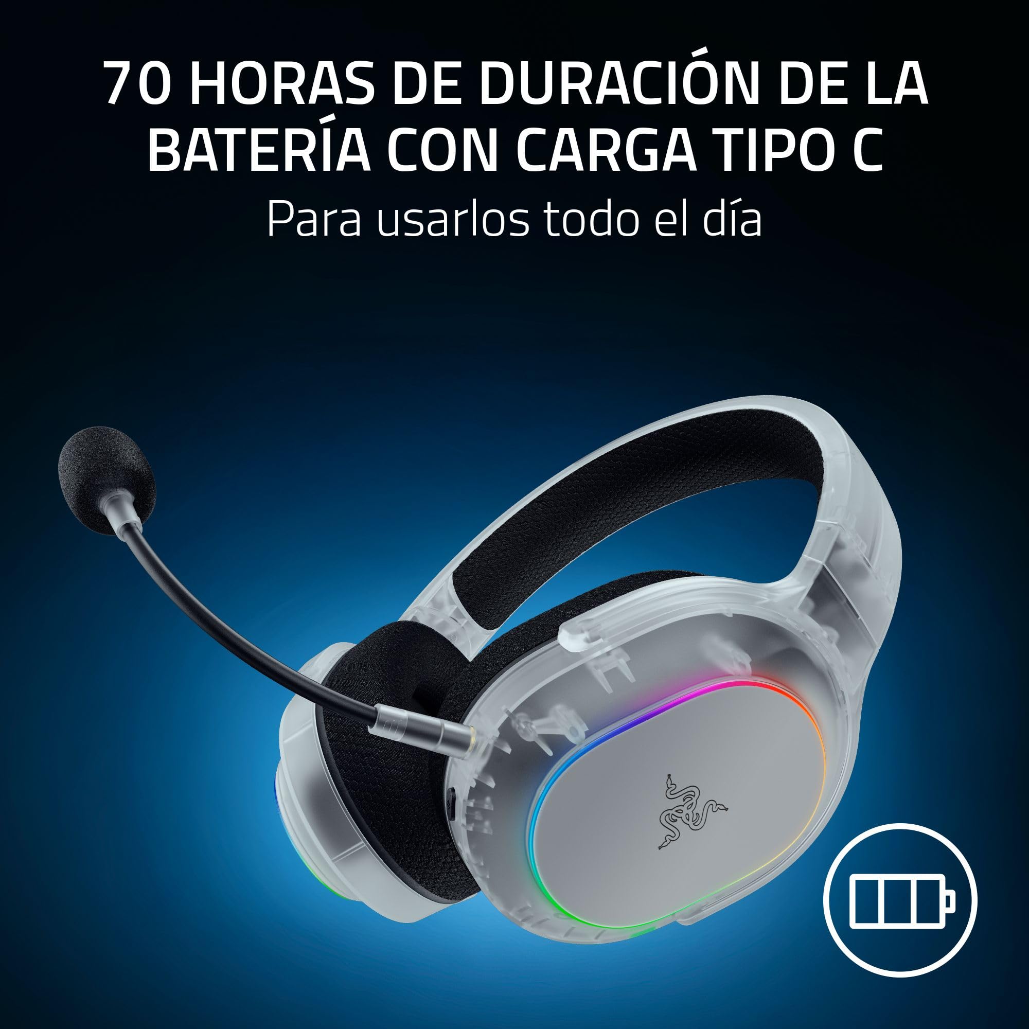 Razer Barracuda X Chroma Phantom White - Auriculares inalámbricos para Juegos multiplataforma - 285 g - Triforce de 40mm - Dual Wireless HyperSpeed y Bluetooth - Chroma RGB | Edición Phantom White