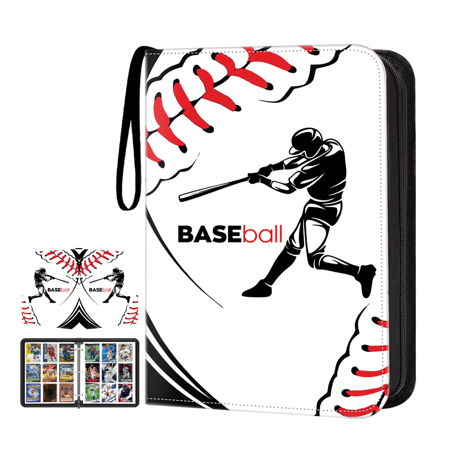 HESTECH900 Pockets Baseball Card Binder, Trading Card Binder 9 Pocket with 50 Removable Sleeves for Football Baseball or Game Sports Trading Cards, 3 Ring Card Holder Binder, Collector Storage Album