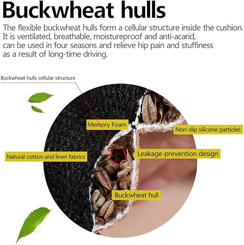 Miniatura 4 de Fundas de asiento de automóvil, casco de trigo sarraceno, fundas de cojín para asiento de automóvil, ventilado, transpirable, cómodo, protector