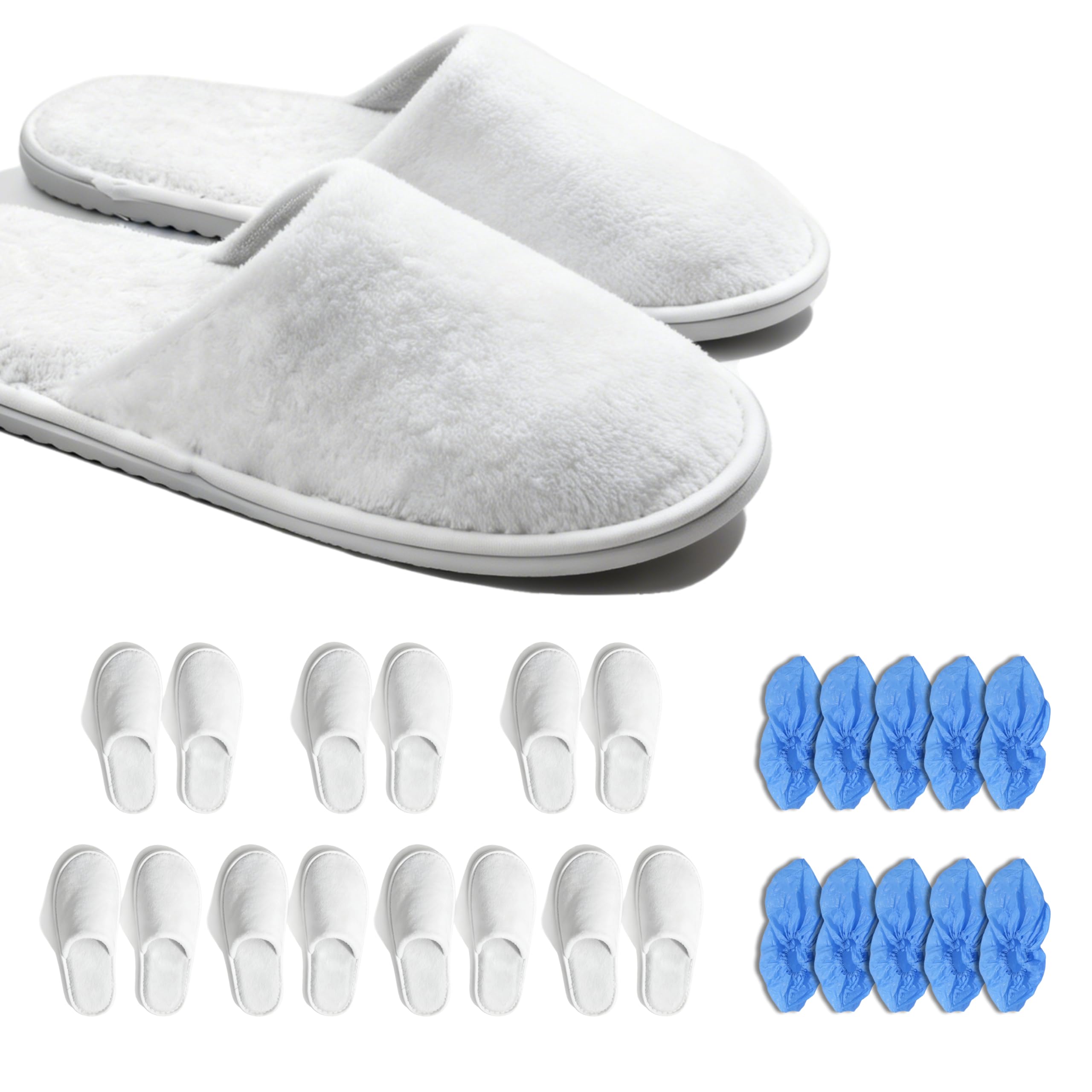8 Pairs Disposable Slippers Coral Fleece Non-Slip Closed Toe Thick Sole