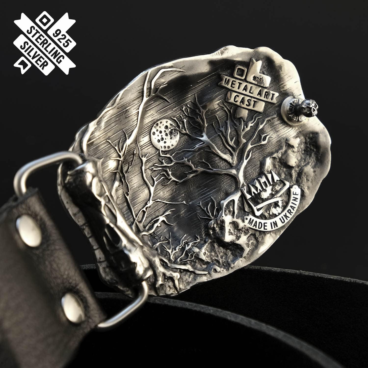 Raven belt buckle, Old Norse Scandinavian Odin's Huginn and Muninn ravens solid 925 Sterling Silver belt buckle
