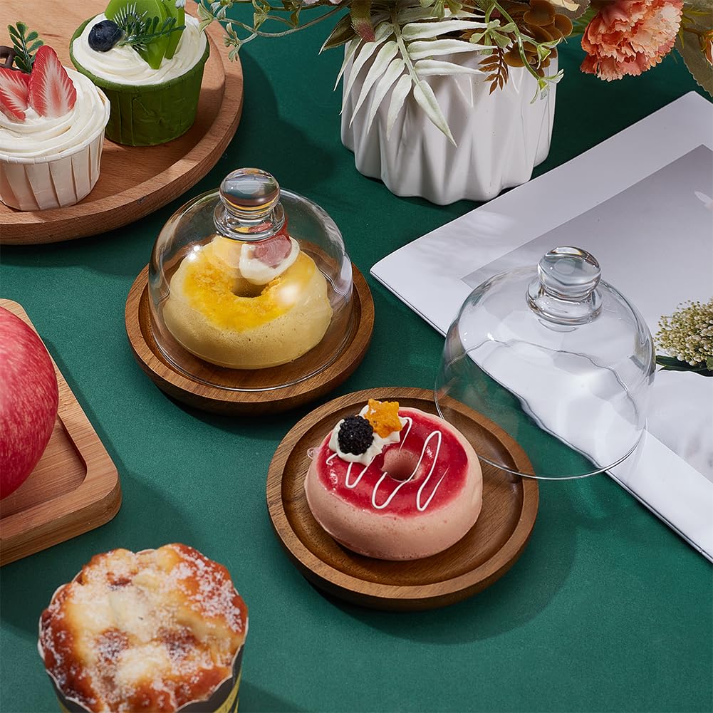 NBEADS 2 pz. Cupola per Dessert In Vetro con Base, Mini Vetrine per Torte A Campana Vassoi per Esposizione In Vetro A Campana per Cucina, Feste di Compleanno, Matrimoni, 8cm di Diametro