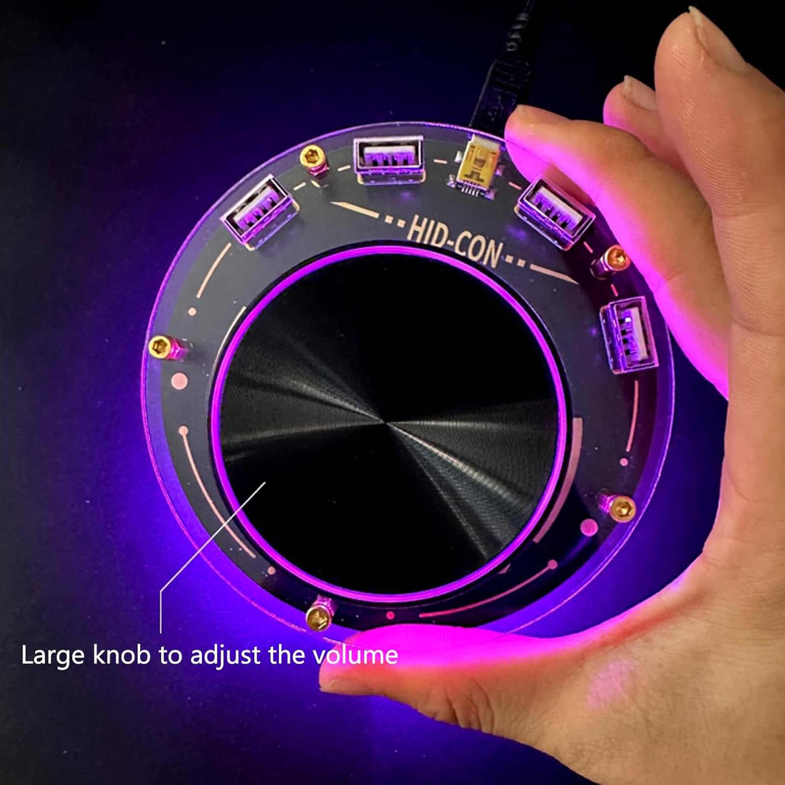 Docking Station USB, Hub USB Multifunzione Con 4 Tasti Di Scelta Rapida Programmabili, 3 Porte USB 2.0, 1 Porta Di Alimentazione USB E 24 Effetti Di Illuminazione RGB, Ideale Per Il Gaming In Studio