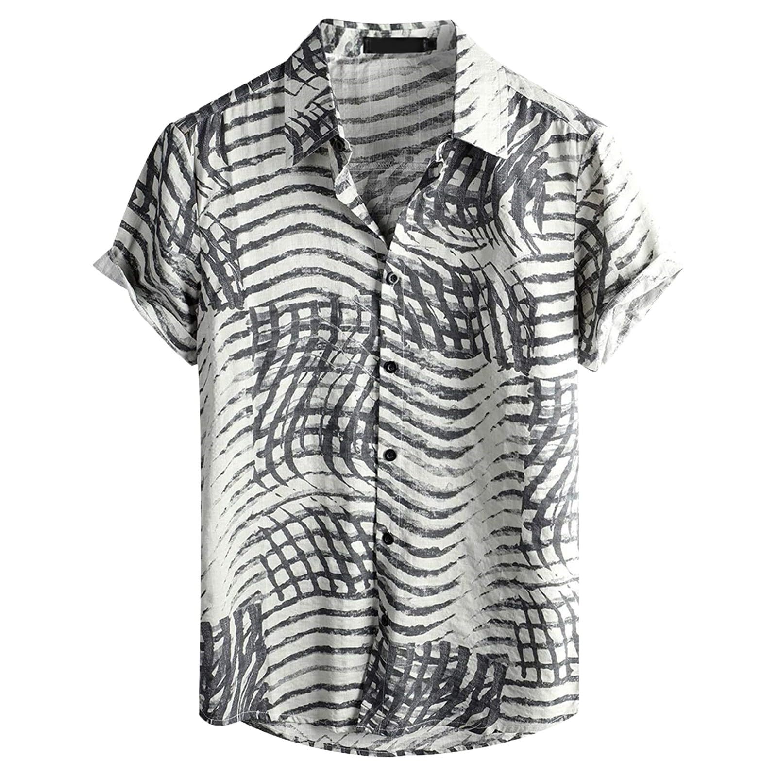 Camisa informal cómoda estampada para hombre, camisa informal de manga corta, camisa hawaiana vintage, camiseta moderna de talla grande para festival