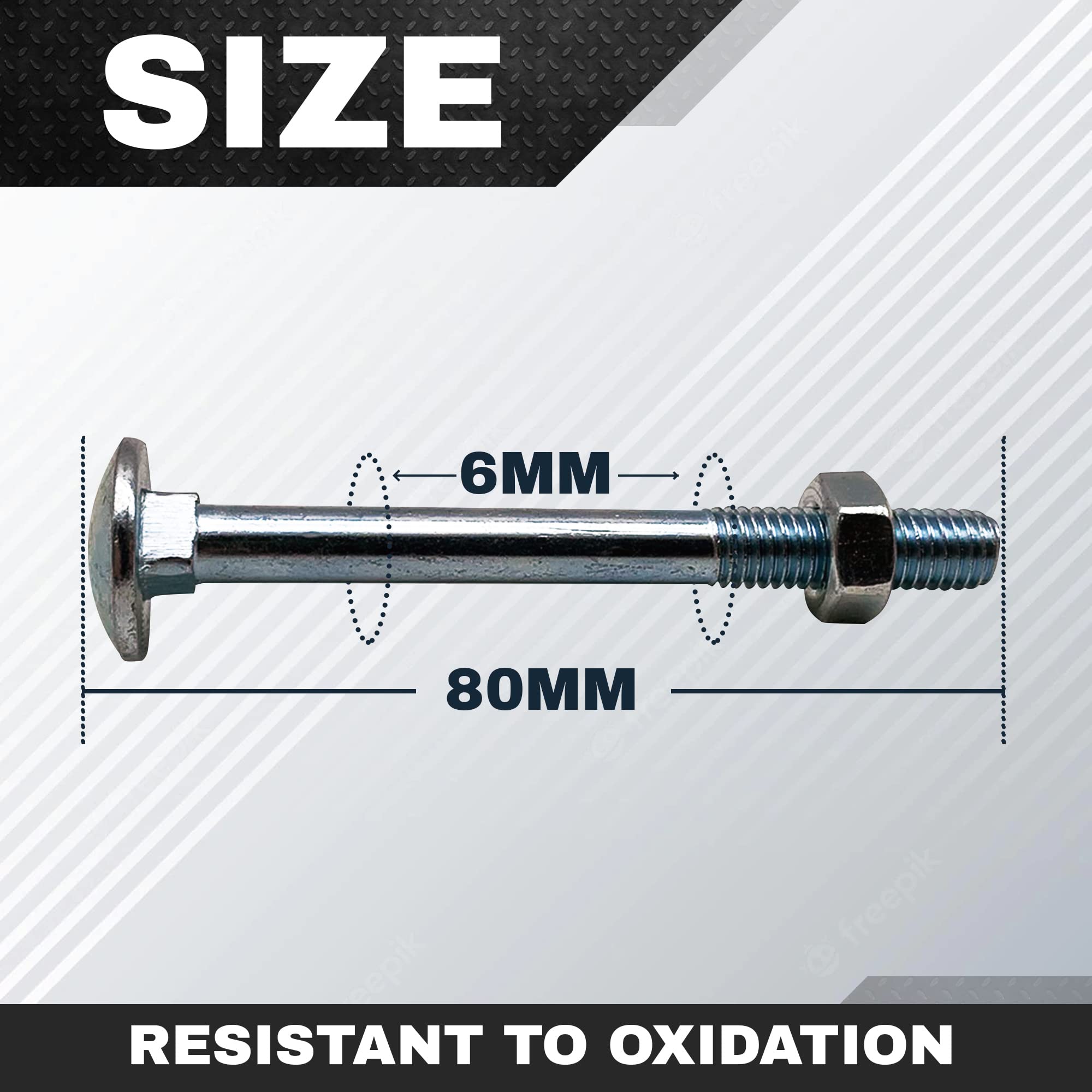 Image secondaire de Vis à Tête Ronde DOJA avec Col Carré - Pack de 20 - 6 x 80mm