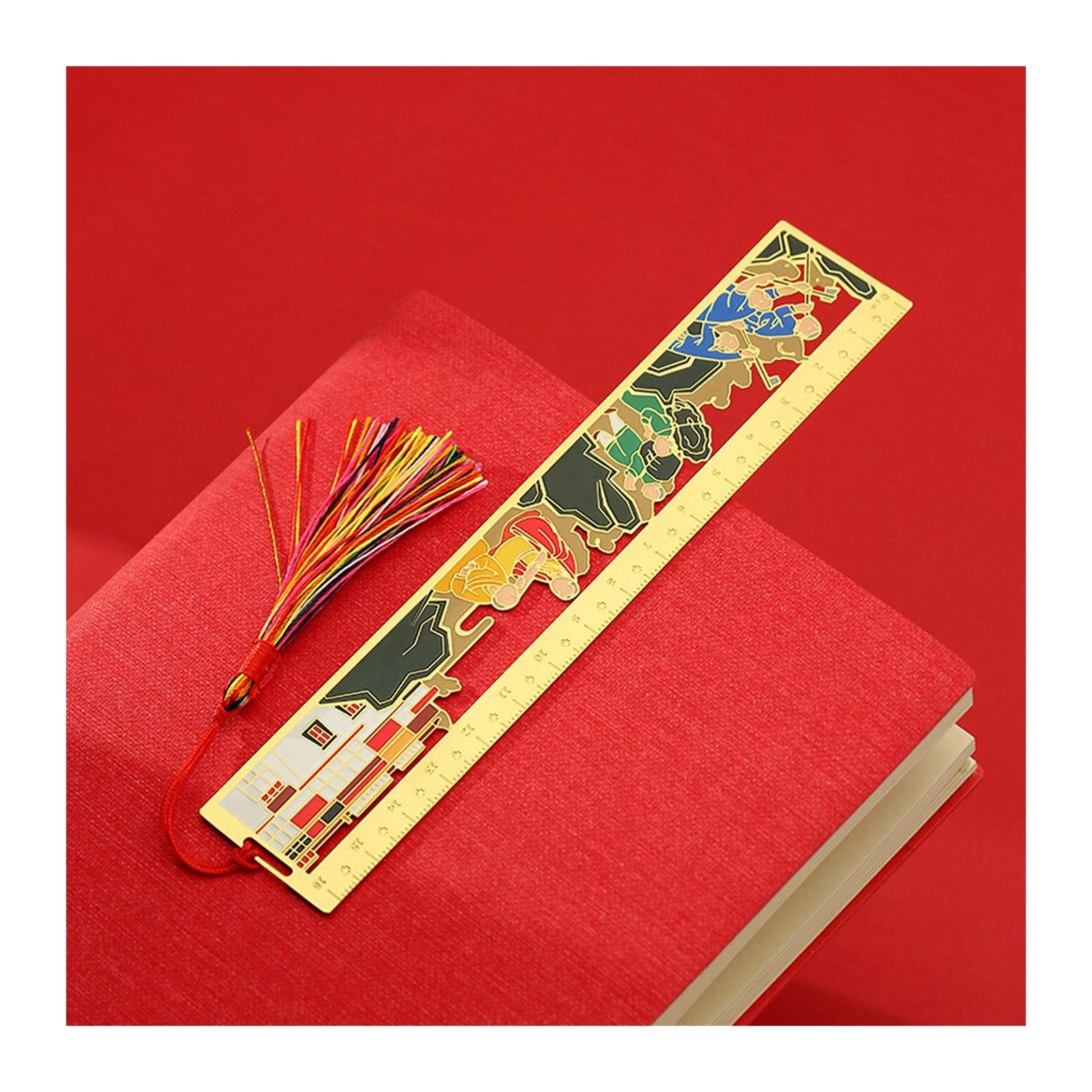 Lesezeichen Lesezeichen des Metalls Vintage Messing-Lineal-Lesezeichen mit delikaten Quasten kreativen Lesezeichen-Marker für Schulbüro Home (6.4in) Buch Markierungen