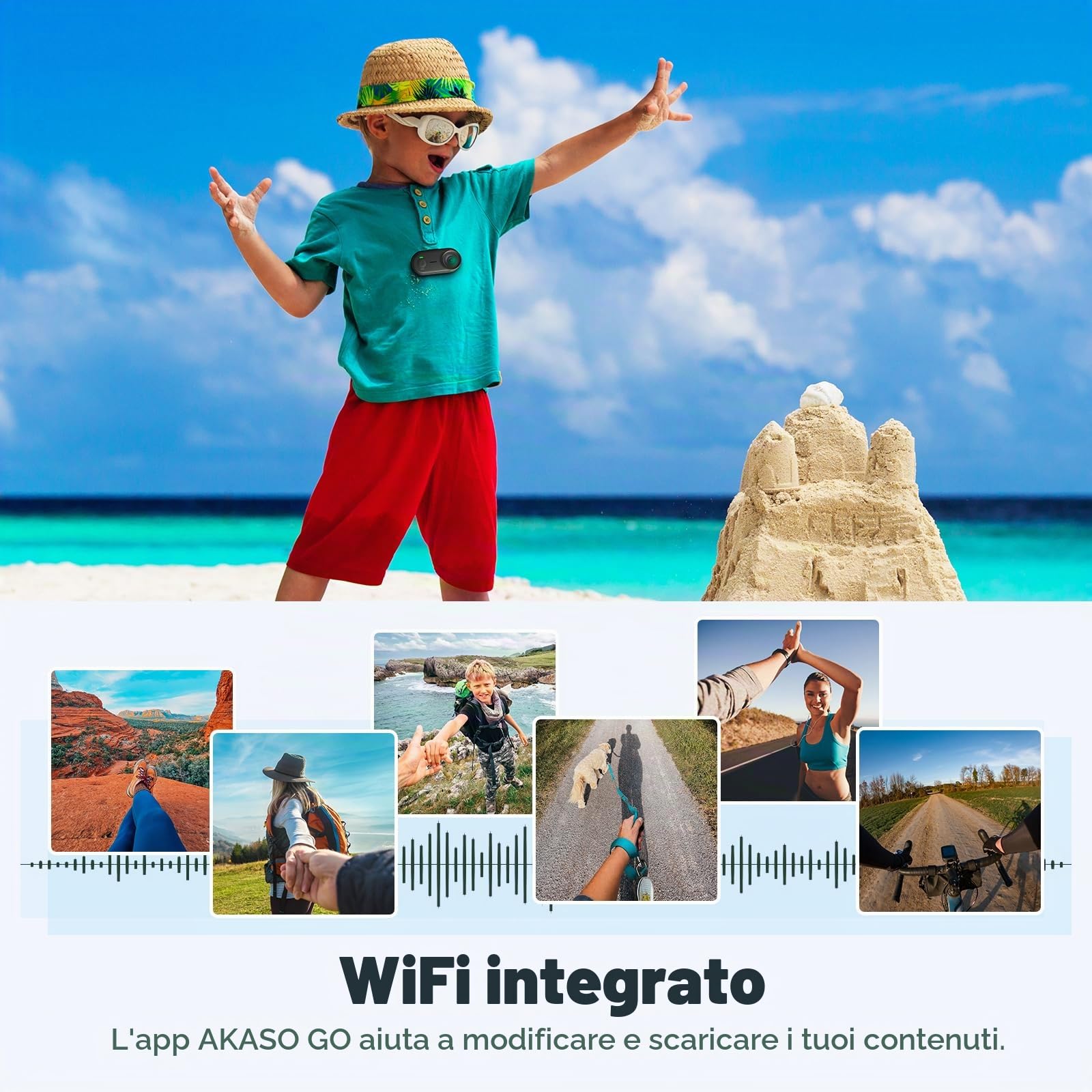 AKASO Mini Action Cam 4K30FPS - Bodycam 64GB Fotocamera Portatile per Vlogging con Impermeabilità 3m, 360 Minuti di Registrazione, Fotocamera POV per Sport, Vlog, Animali Domestici (Keychain3)