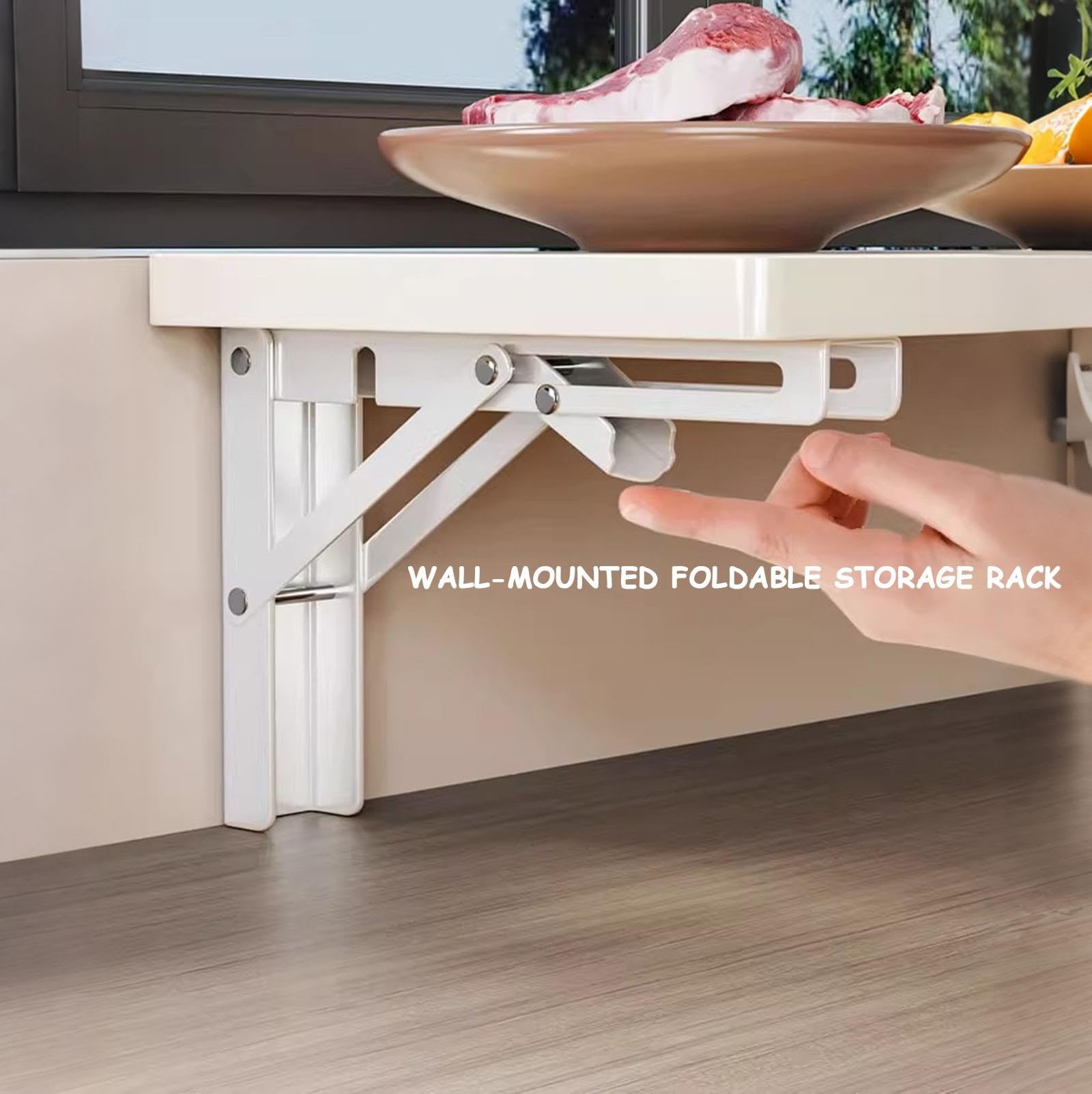 Juego3 Estantes Almacenamiento Plegables Montados Pared,Cocina Resistentes