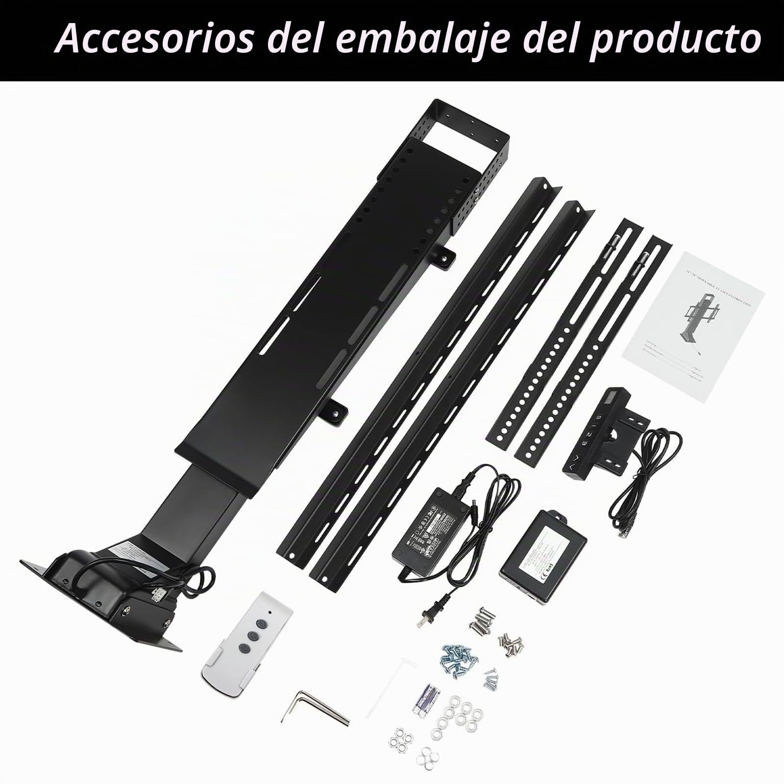 Soporte Techo TV Motorizado para Pantalla de 32 a 70 Pulgadas, Smart Ajustable Con Control Remoto, MAX VESA 600x400mm, Soporta 60kg