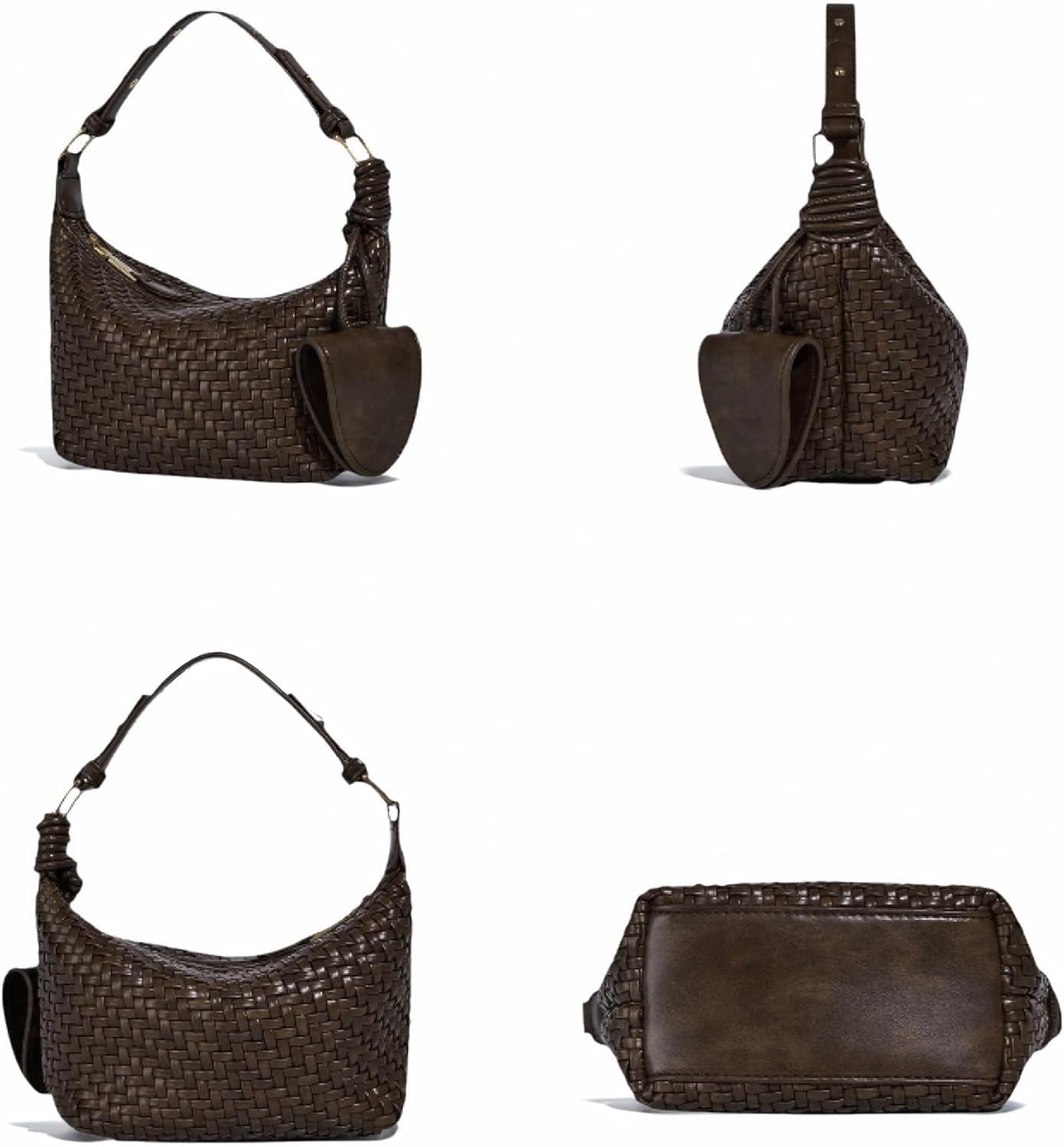 Handmade Genuine Leather Woven Purse for Women,Hobo Bags and Handbags,Female Shoulder Crossbody Bag