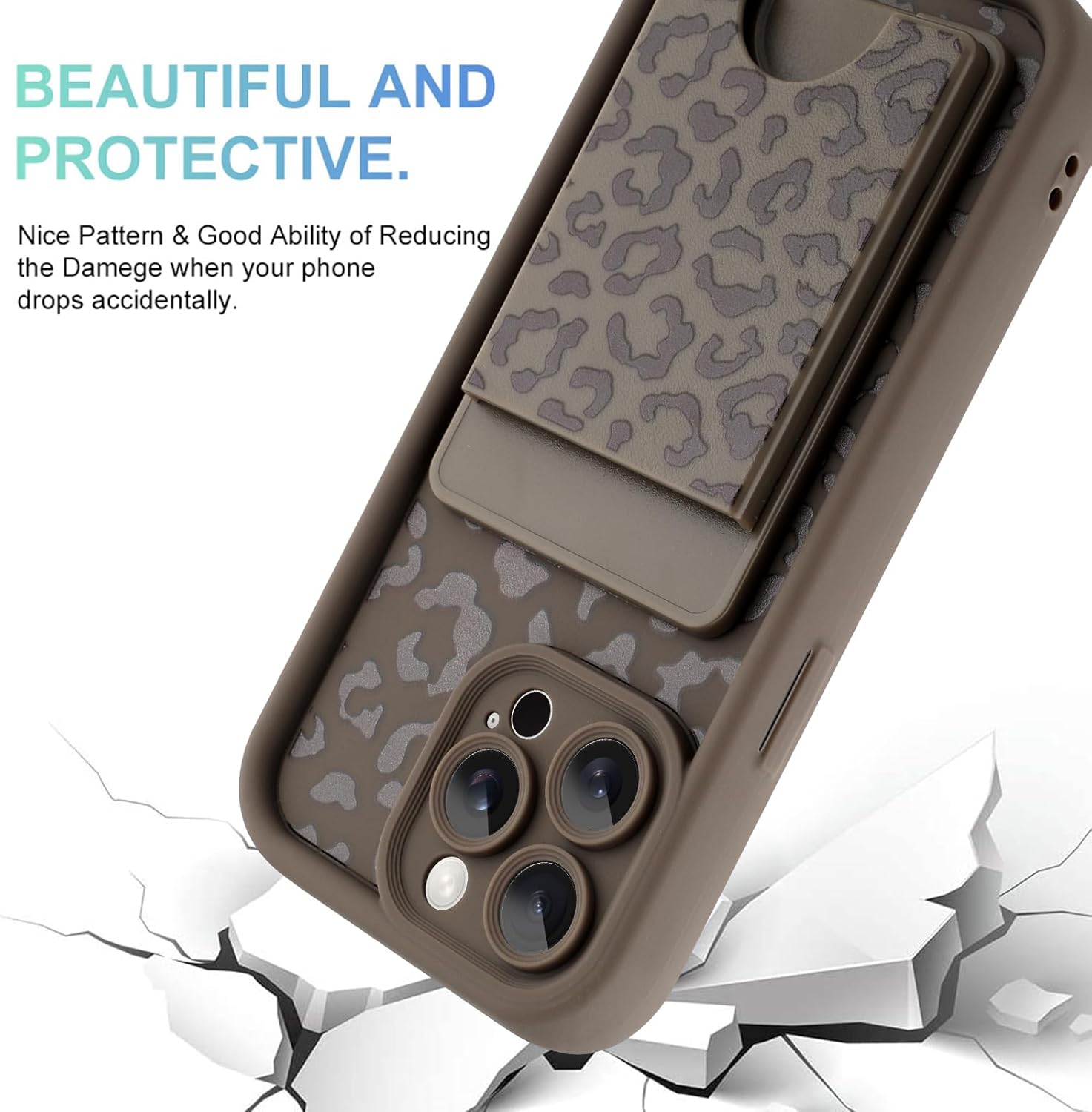 MOWIME Compatible with iPhone 14 Pro Max Wallet Case with Card Holder (3 Cards), Cheetah Print Shockproof Soft TPU Protective Cover Women Girls, Wallet Case for iPhone 14 Pro Max 6.7 Inch, Brown
