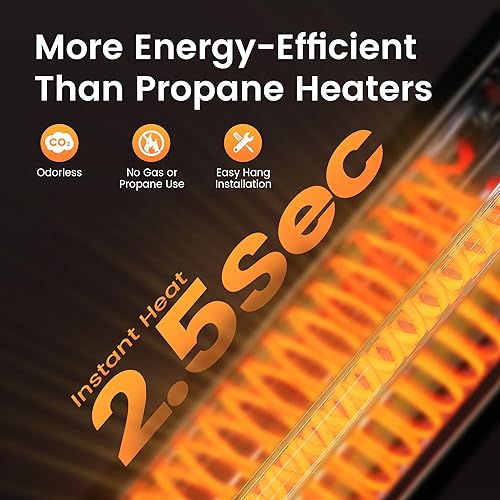 Miniatura 2 de Powerscale Calentador infrarrojo con temporizador de 24 horas, IP65, función de memoria, calentador eléctrico infrarrojo para patio, pantalla táctil