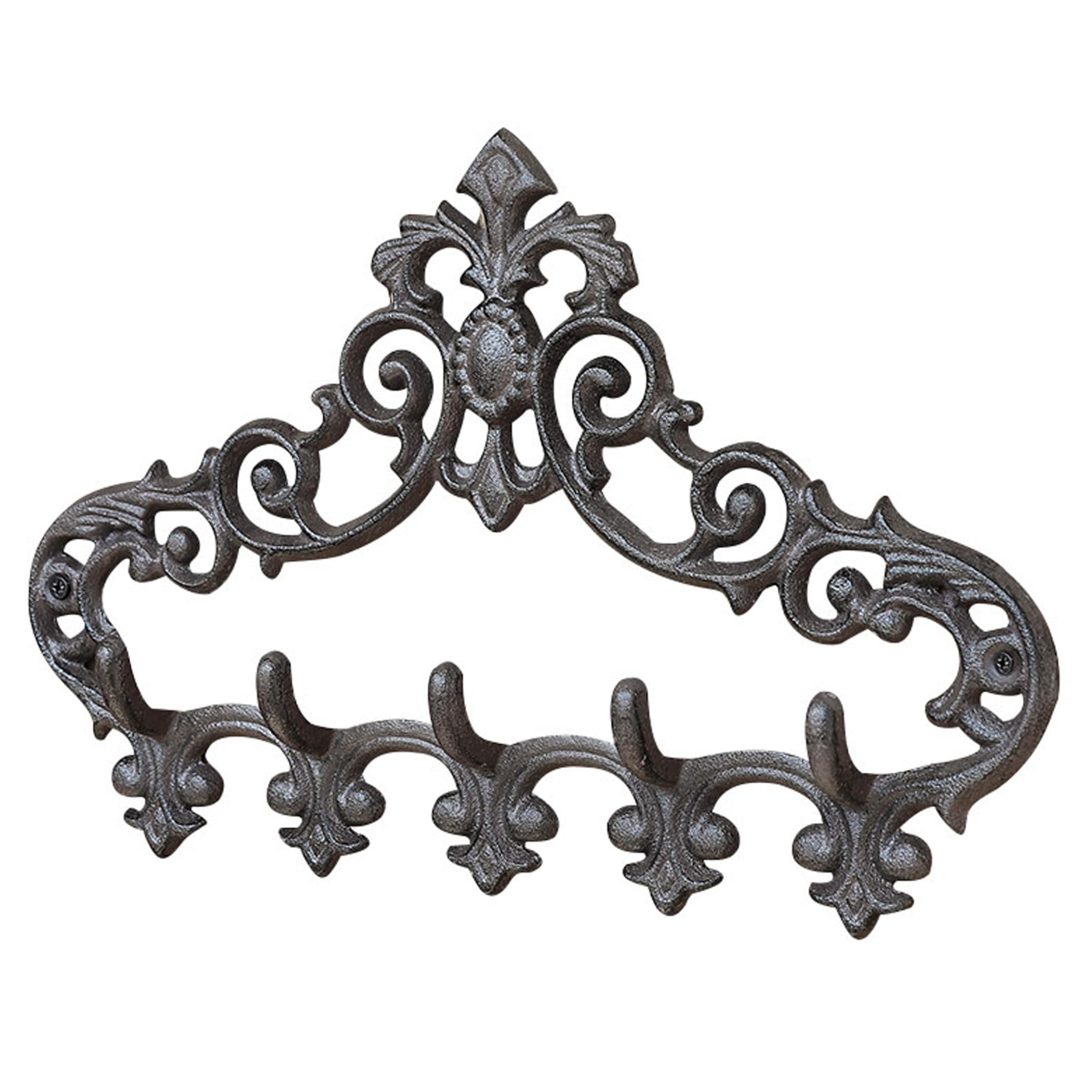 Elyebxj Black 5-Hook Vintage Coat Rack & Decorative Wall Hooks, Rustic Cast Iron Key Holder Mount, Also Rustic Key Holder Wall Mount