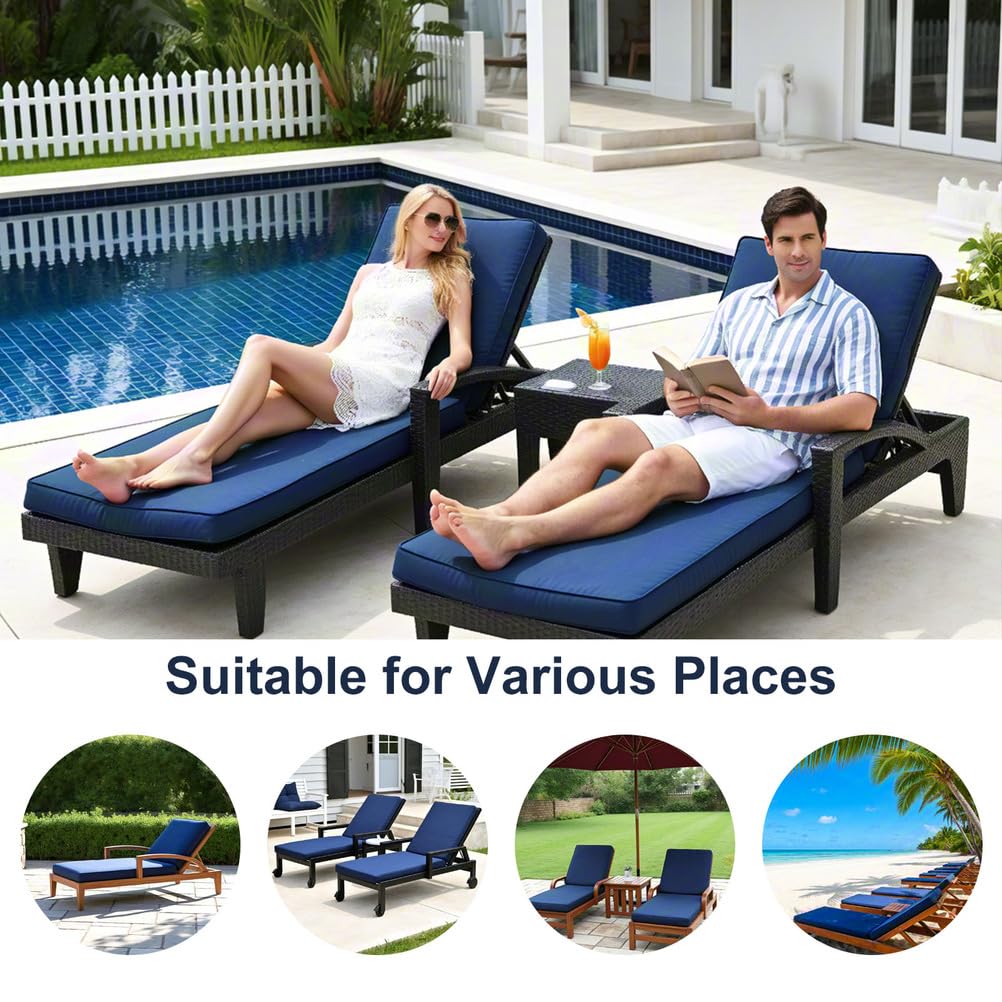 Coussin Transat Exterieur Imperméable et Résistant aux UV - Pliable, Coussin Chaise Longue Bain de Soleil Matelas Confortable Antidérapant pour Chaise Longue pour Balcon,Gris,183x53x3cm