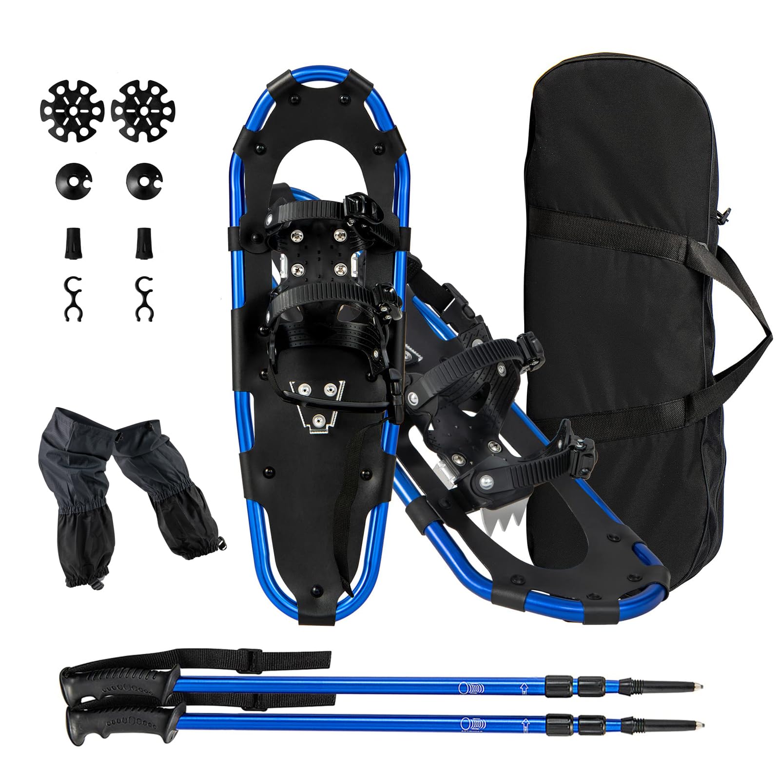 GYMAX Set Ciaspole da Neve, Racchette da Neve in Leghe di Alluminio con Bastoni da Trekking Regolabile e Borsa Impermeabile, Ideali per Donne Uomini e Bambini, Gamma di Peso 30-130 kg