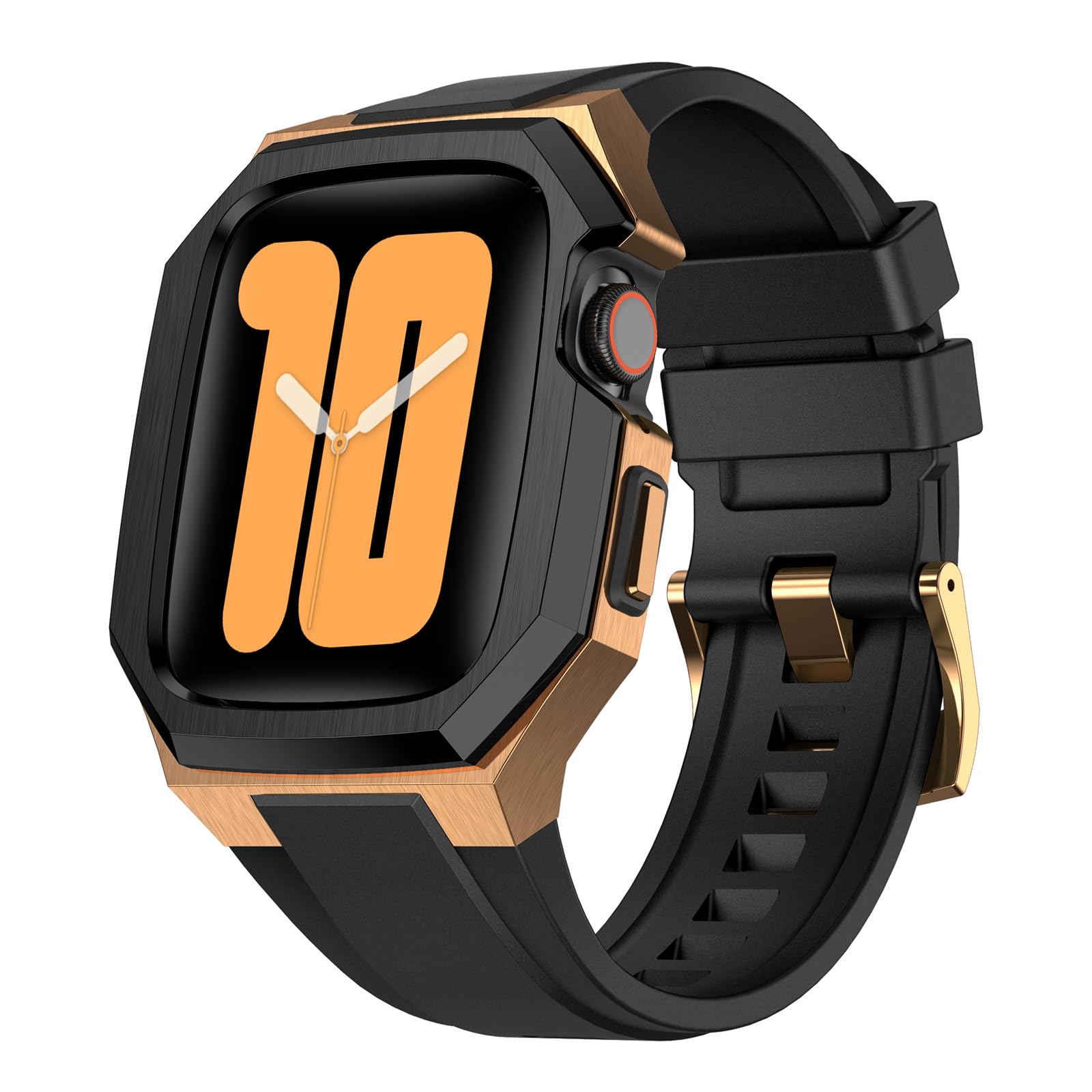 Lujosa funda de metal con correa compatible con Apple Watch 44 mm, 45 mm, 49 mm, resistente funda para hombre con correa de silicona suave para iWatch Serie 8/7/6/SE/5/4 e iWatch Ultra 49 mm