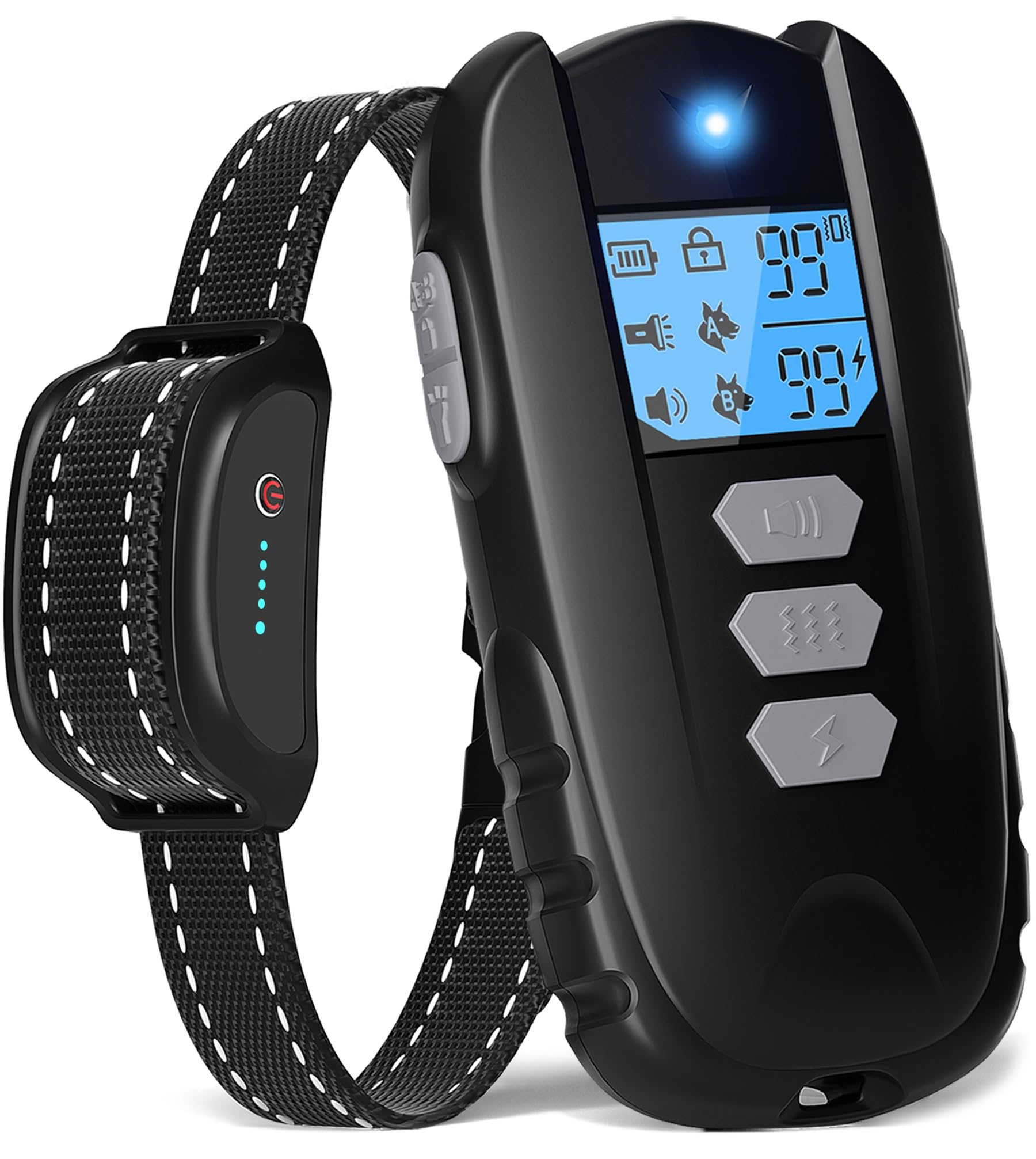 Dog Shock Collar with Remote Control – Shock Collar for Dogs 10–120 lbs, 2000FT Long Range IPX7 Waterproof Rechargeable Dog Training Collar with 4 Safe Modes Beep Vibration Shock & Flashlight BK