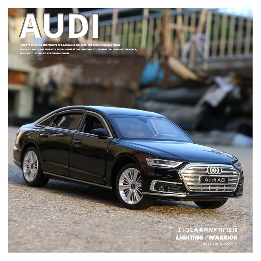アウディ A8 1/32 ミニカー ブラック アウディ A8 1/32 ミニカー 全3色 ライト点灯 エンジンサウンド