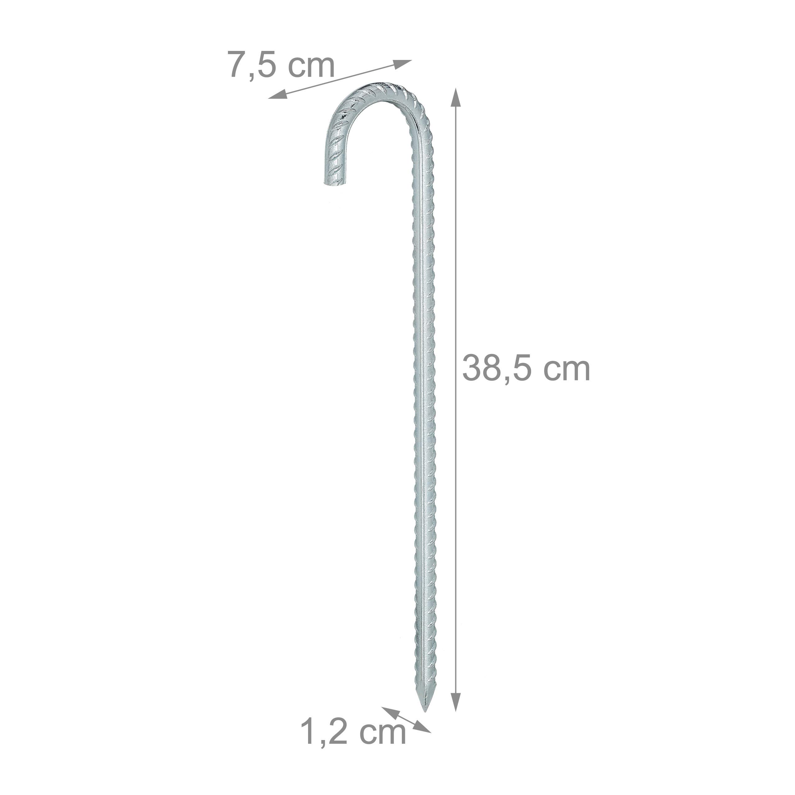 Relaxdays Zestaw 40 śledzi namiotowych, bardzo długie, wytrzymałe, XL do pawilonów, na kemping, stal, 38,5 cm, srebrne