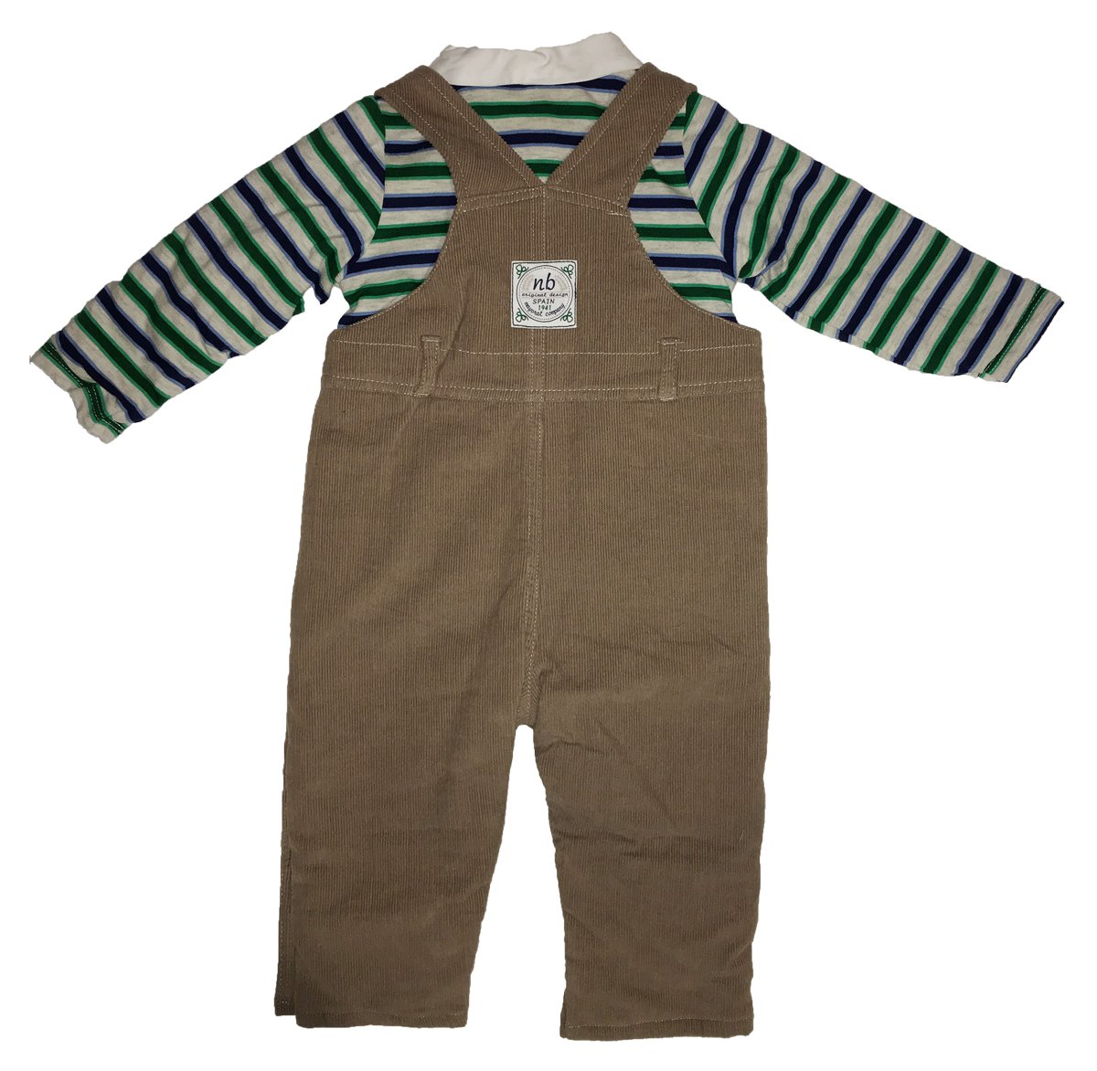 Mayoral Baby Boy Onesie with Denim/Corduroy Style Overall with Collars (Brown Corduroy, 4-6 Months)