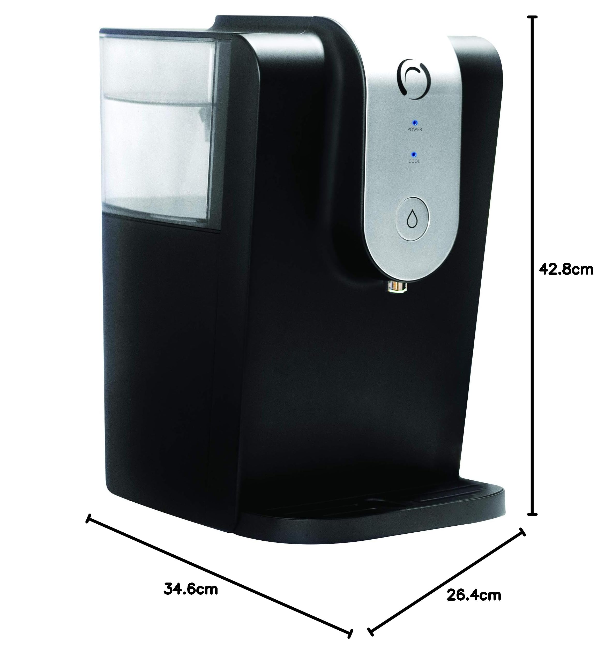 Aqua Optima Lumi Refroidisseur d'eau Filtré Distributeur d'eau de Comptoir 8,2 litres Noir Plastique