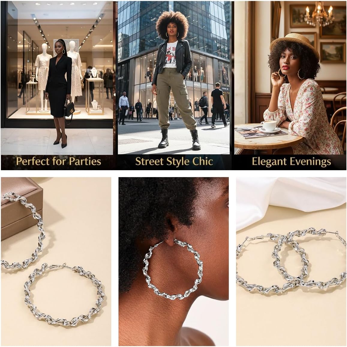 Large Hoop Earrings for Women Trendy, Dainty 70mm Gold/Silver Plated Huggie Hoops Hypoallergenic Post Fashion Statement Jewelry - Image 3