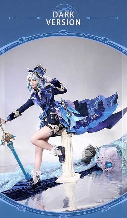 KIRA KIRA Furina Cosplay Costumes Doki SR Game Genshin Impact Fontaine Dark Furina Black Focalors Cosplay Costume with Hat