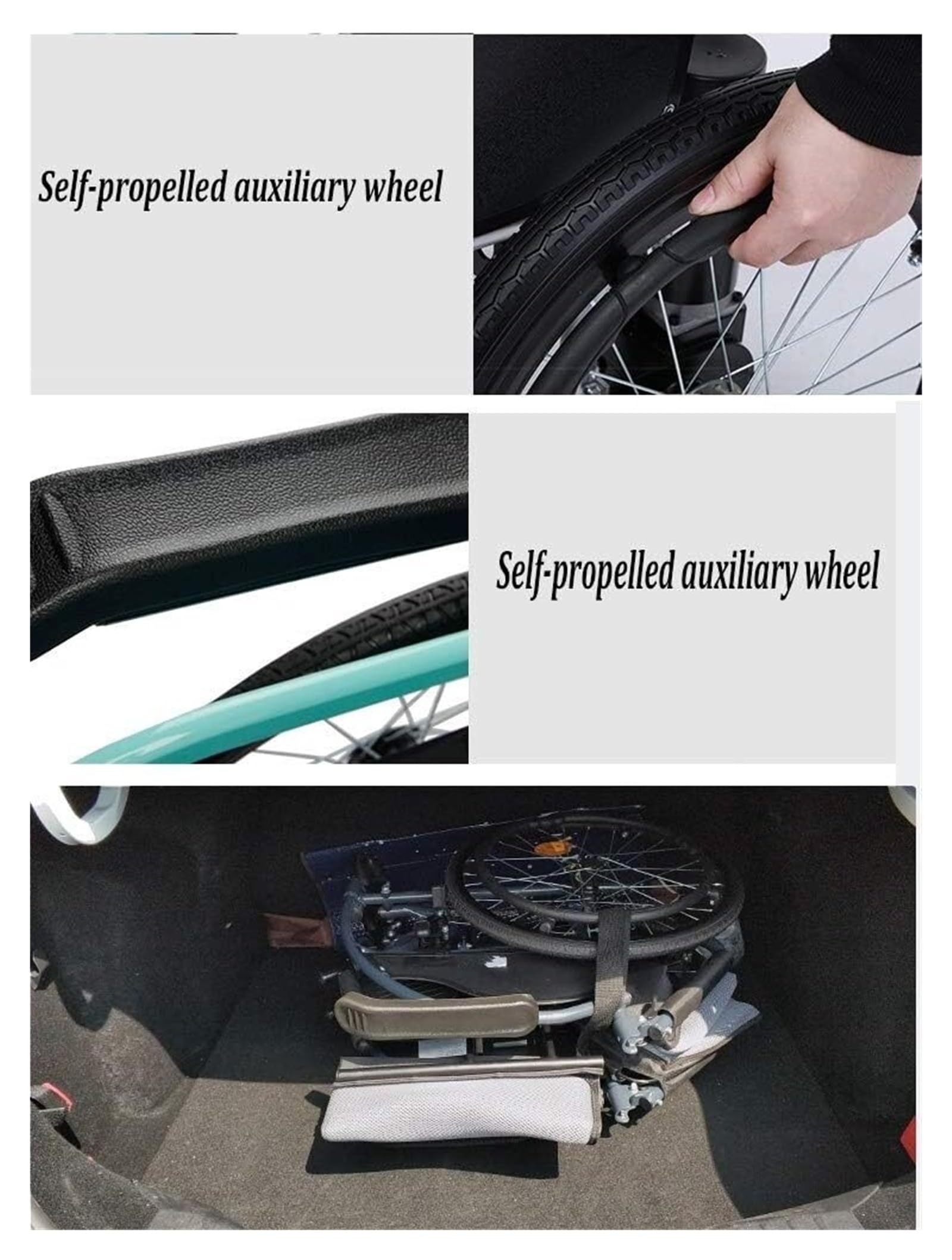 Przenośny Składany Wózek Inwalidzki Lekki Aluminiowy Składany Wózek Inwalidzki Z Napędem Wózek Inwalidzki Transportowy