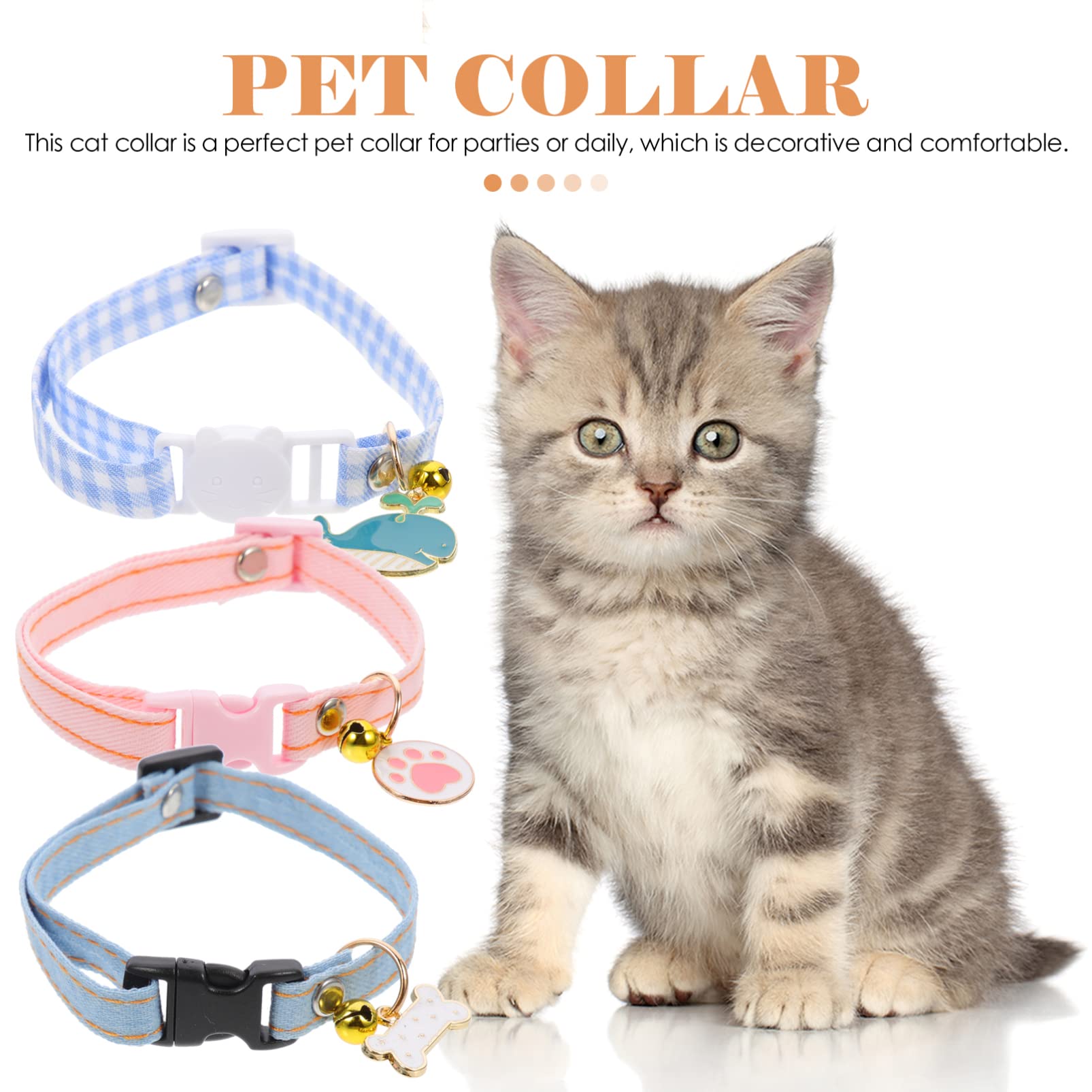 VANZACK 12pezzi Collare Per Gatti Regolabile Con Campanellino e Pendenti Colorati Collari Con Design Adorabile Per Gatti e Gattini Sicuro e Confortevole