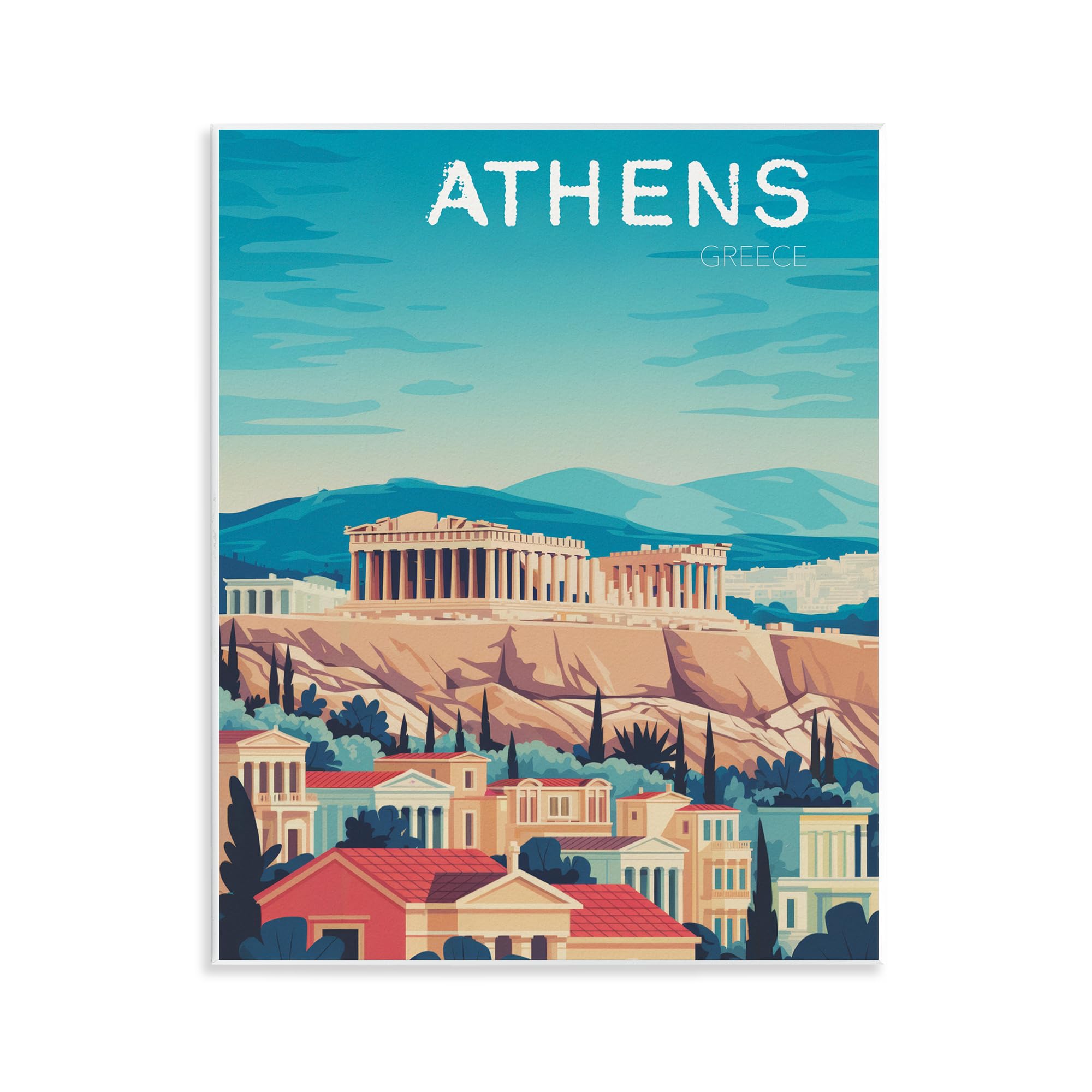 Stupell Industries Unframed 'Athens Topography Cityscape'| Wall Plaque Art