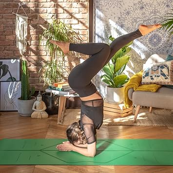 Liforme Original Yoga Mat Free Yoga Bag Included - Patented Alignment System, Warrior-like Grip, Non-slip, Eco-friendly, sweat-resistant, long, wide, 4.2mm thick mat for comfort