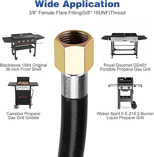 Miniatura 7 de WADEO Manguera de conexión rápida de propano de 17 pies para RV a parrilla de gas, manguera de propano de conexión rápida RV de 14 pulgadas para