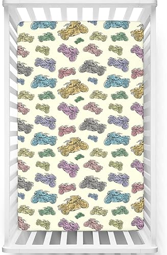 Sábanas de cuna con temática de motocicleta, sábanas suaves y transpirables, sábana de colchón de cuna o sábana de cama para niños, multicolor, 24 x