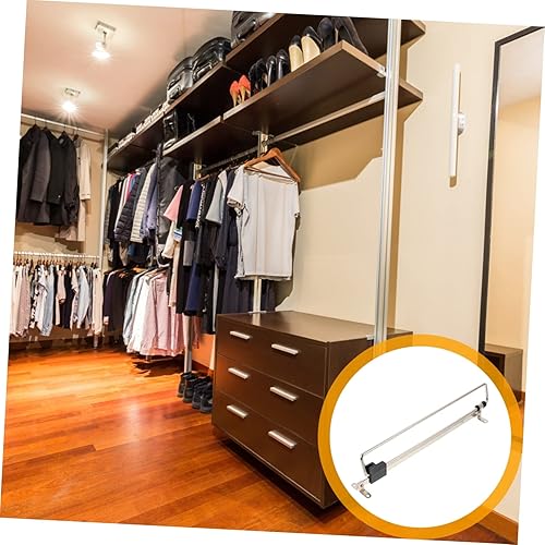 Miniatura 5 de 1 juego de riel de ropa telescópico Estante de secado de ropa ajustable organizador de ropa soporte retráctil Perchero multiusos Estante de