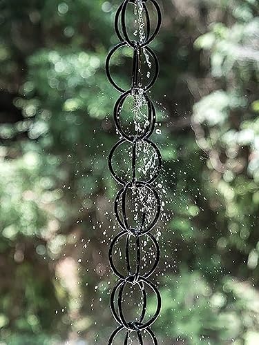 Miniatura 6 de EliteBloom Rain Chain Rainwater ChainDivert WaterChain Link, Roof Drainage Rain Chains Replacement Downspout for Gutters, Ring Yard Villa Home