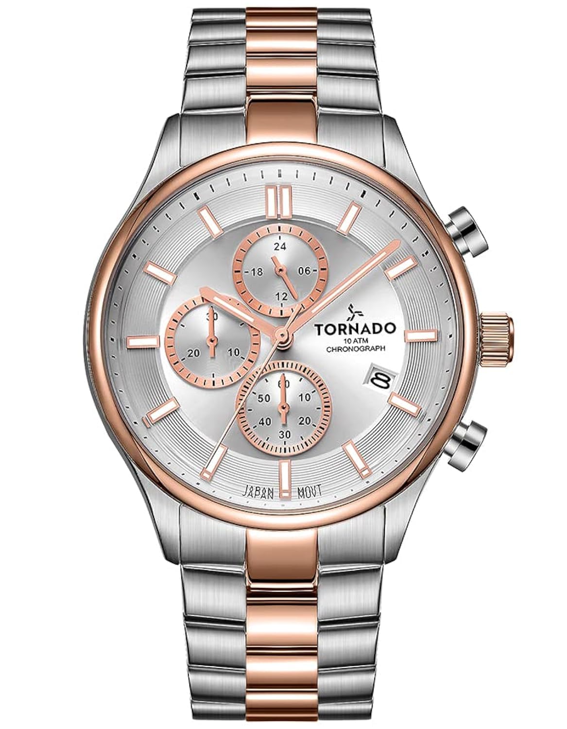 Tornado T6106B-KBKW Mens Chronograph Watch, White/Rose Gold, Silver/Rose Gold, 42 Millimeters, Bracelet, Silver/Rose Gold, 42 Millimeters, Bracelet (B0BSH2PJ2W) Amazon Price History, Amazon Price Tracker