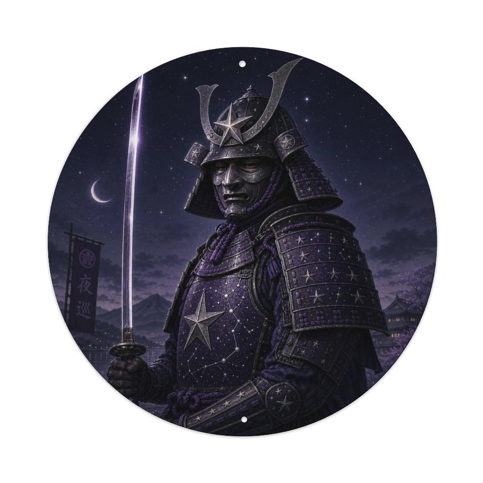 Okngb Style Violet Night Blade Resting Stance Shadow Guard Crest Metal Tin Sign Plaque Wall Decor For Cafe, Man Cave, Club Bar, Office, Home Garden Round Metal Poster 8X8inch