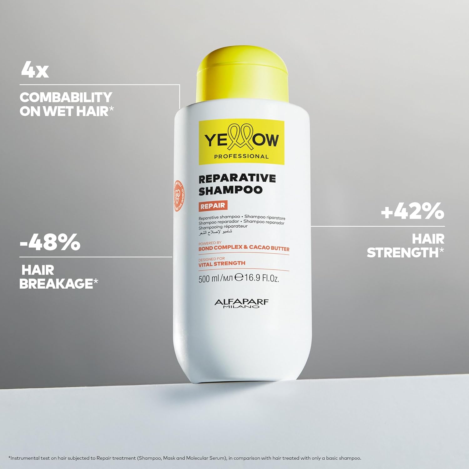Alfaparf Milano Yellow Professional Repair Reparative Shampoo for Damaged Hair - Powered By Bond Complex & Cacao Butter - Designed For Vital Strength (16.9 fl oz / 500ml) - Image 2