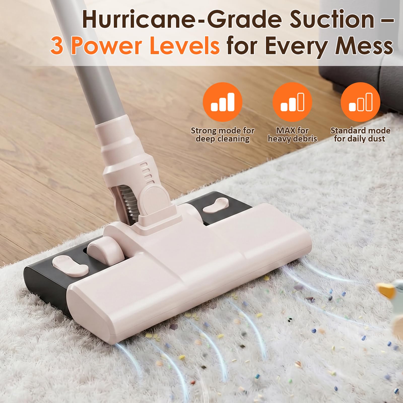 Aspirateur Balai sans Fil avec Fonction Serpillère, 2-en-1 Aspirateur Balai et Serpillère, Puissant 8000Pa, Autonomie 30 Min, Léger et Portatif pour Sols Durs, Tapis et Poils d'animaux