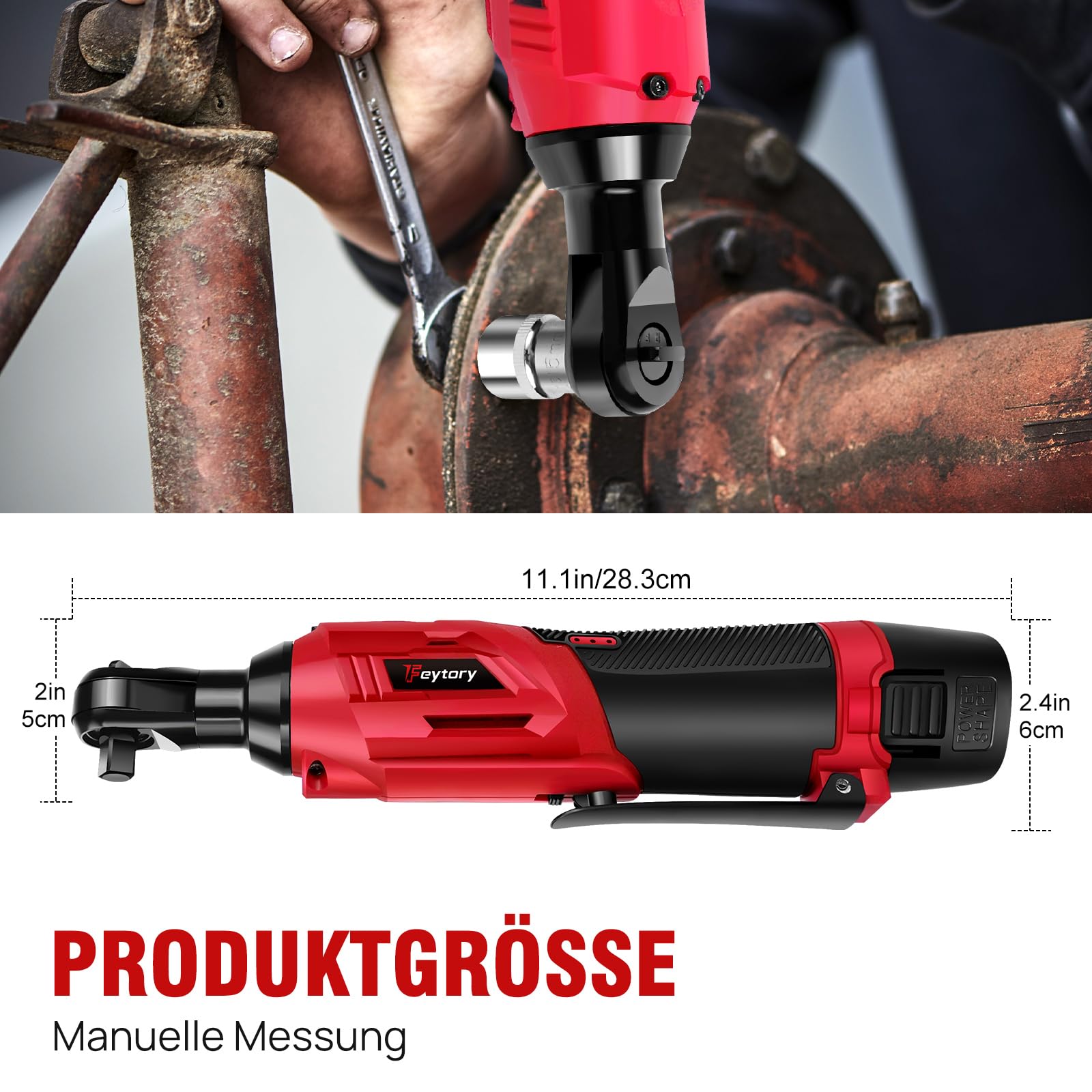 Clé à cliquet sans fil 40 N.m avec 2 batteries de 2000 mAh et charge rapide, clé à cliquet électrique, clé à cliquet sans fil 3/8" avec 7 douilles, pour réparation automobile et entretien des