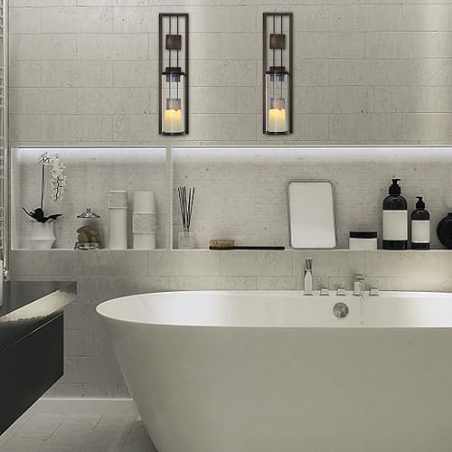 Miniatura 6 de Candelabro de pared de metal, decoración de pared para sala de estar, baño, comedor, juego de 2