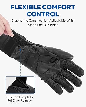 Warm Motorcycle Gloves, Leather Riding Touchscreen Gloves for Men ATV UTV