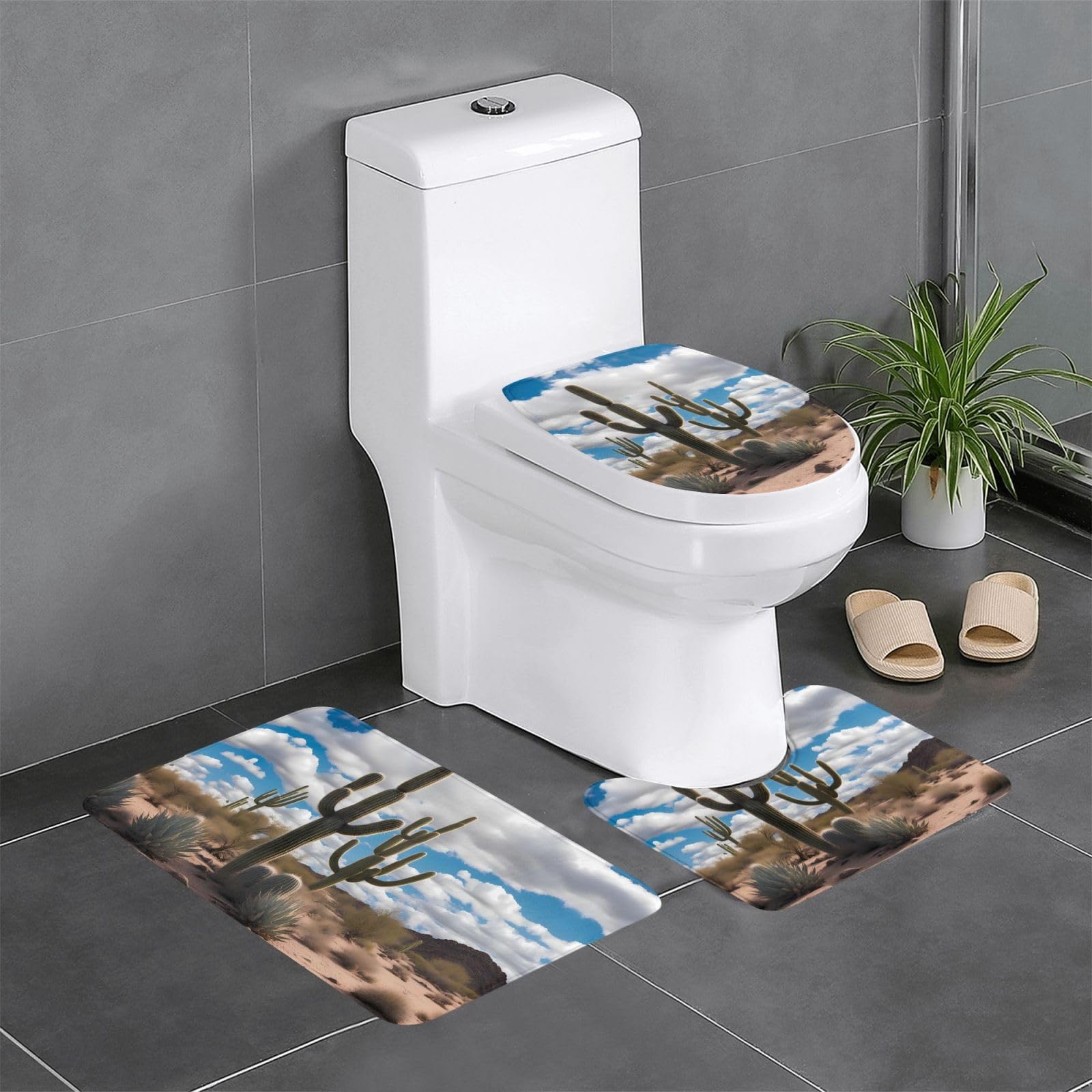Tapis de salle de bain imprimés cactus ultra absorbants et antidérapants faciles à laver