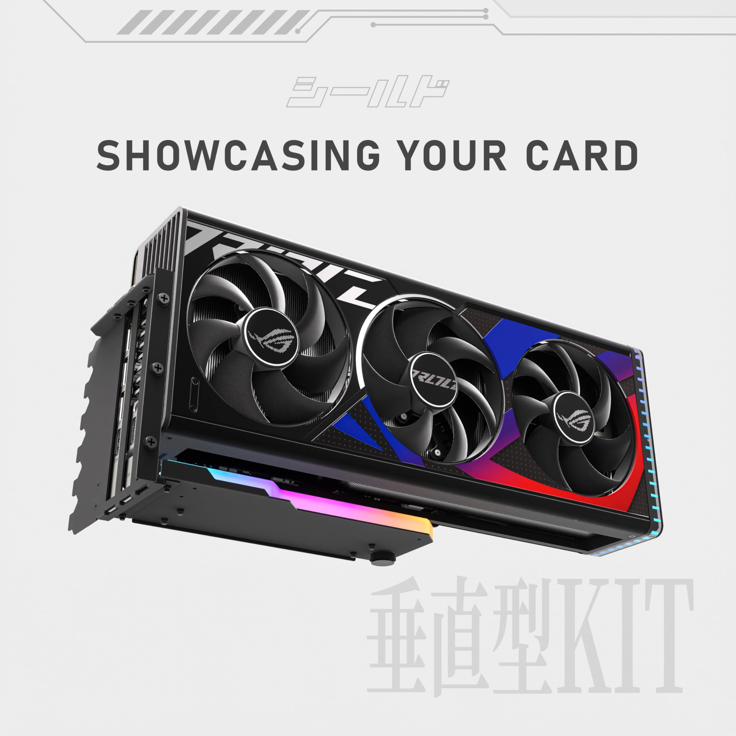 EZDIY-FAB Vertikale GPU-Halterung mit High-Speed 4.0 Riser-Kabel,ARGB-Modul,115mm/4.52in Flexible Verlängerung,90-Grad-Stecker,nur Kompatibel zu Voll-geöffneten PCIe-Steckplätzen-Schwarz-YIHPI344-2