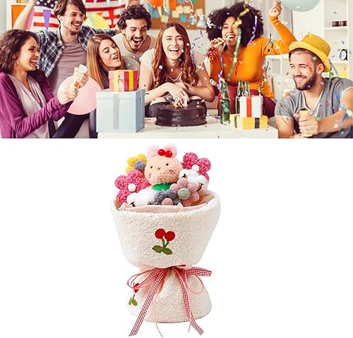 Miniatura 2 de Ramo de felpa de plantas rellenas de flores lindas con luces LED de dibujos animados para cumpleaños, día de San Valentín (A)