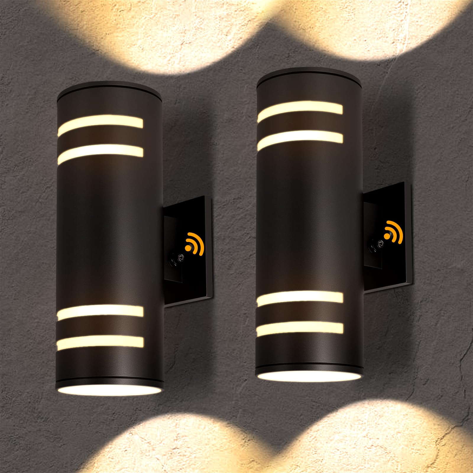 Modern Outdoor Wall Sconce, Dusk to Dawn Sensor, Up Down, E26 Base