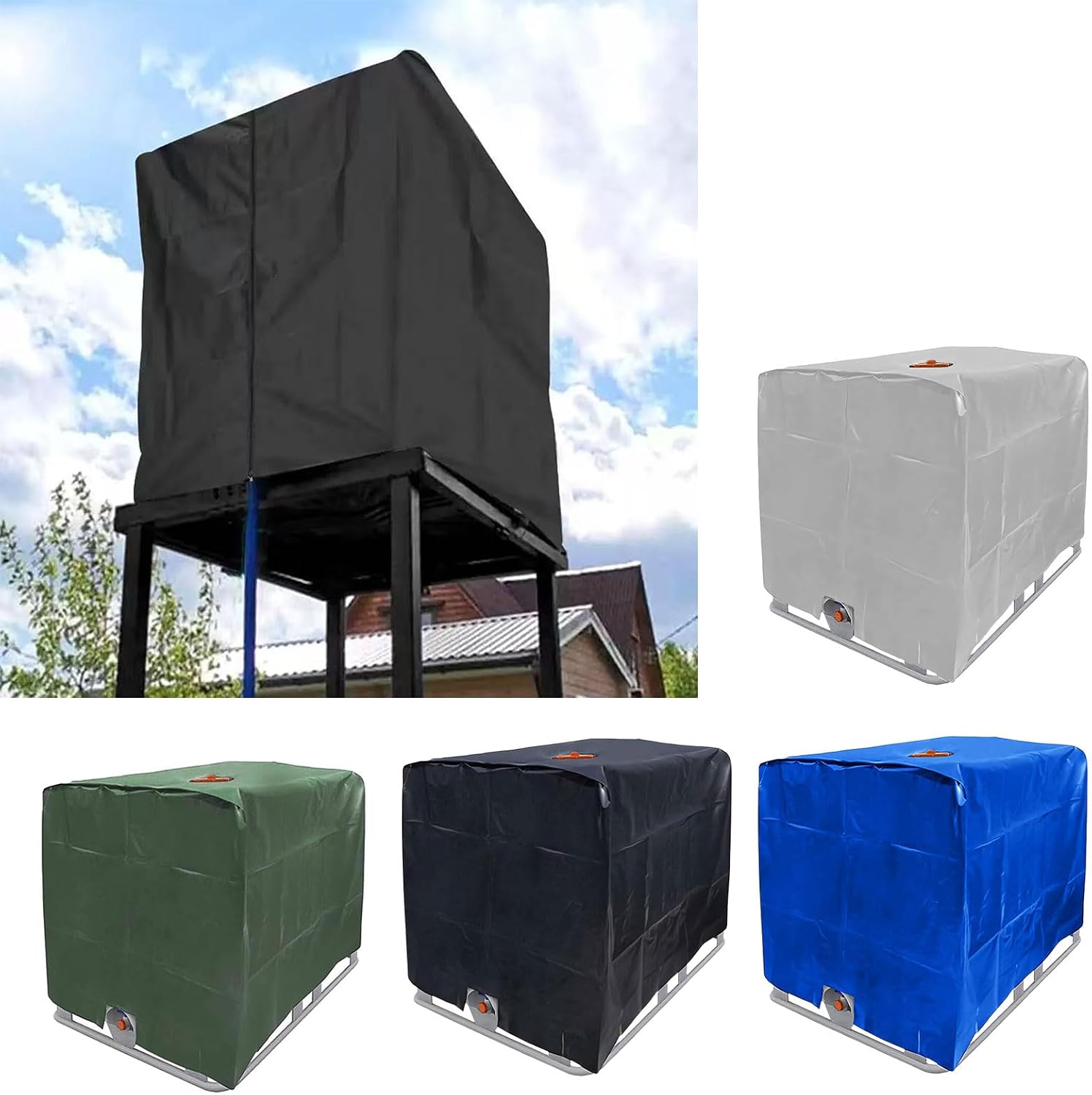 Premium Container Cover 1000L Polyester Fabric Design with Quick Access Flap for Easy Usage Farm Water Cistern Protector
